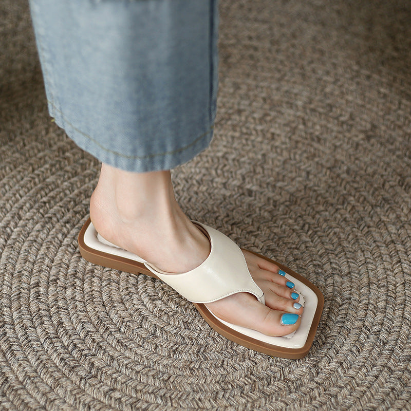 Wholesale Square toe flip flops women's summer beach sandals